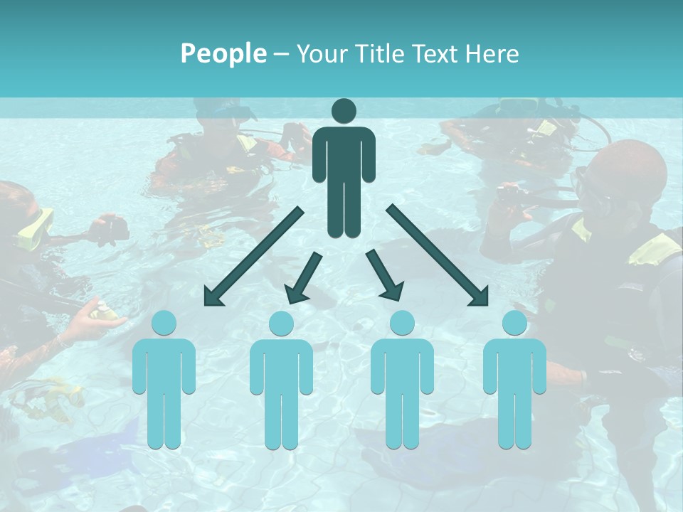 Instructor And Students During Scuba Diving Lessons PowerPoint Template