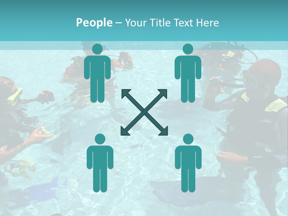 Instructor And Students During Scuba Diving Lessons PowerPoint Template