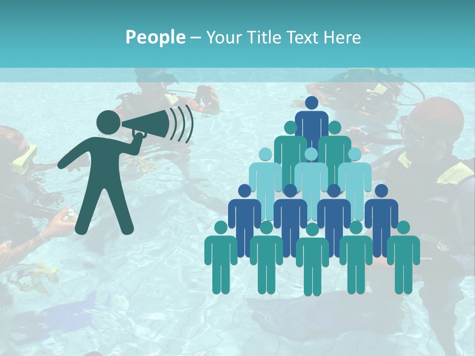 Instructor And Students During Scuba Diving Lessons PowerPoint Template
