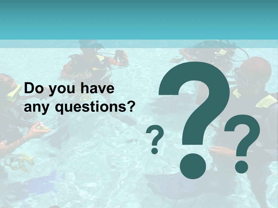 Instructor And Students During Scuba Diving Lessons PowerPoint Template