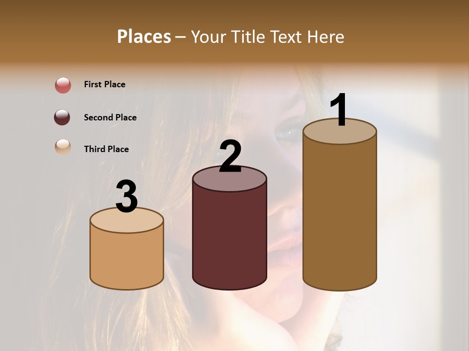 A Woman Looking Out A Window With Her Hand On Her Face PowerPoint Template