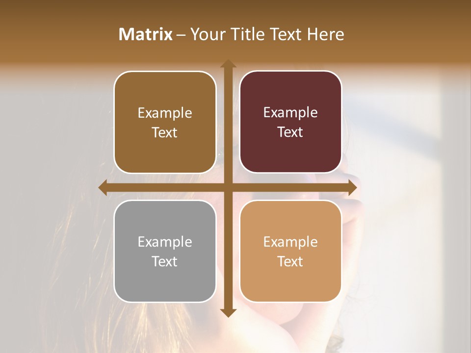 A Woman Looking Out A Window With Her Hand On Her Face PowerPoint Template