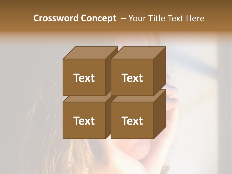 A Woman Looking Out A Window With Her Hand On Her Face PowerPoint Template