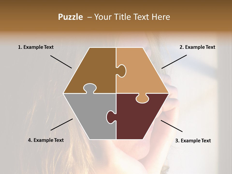 A Woman Looking Out A Window With Her Hand On Her Face PowerPoint Template