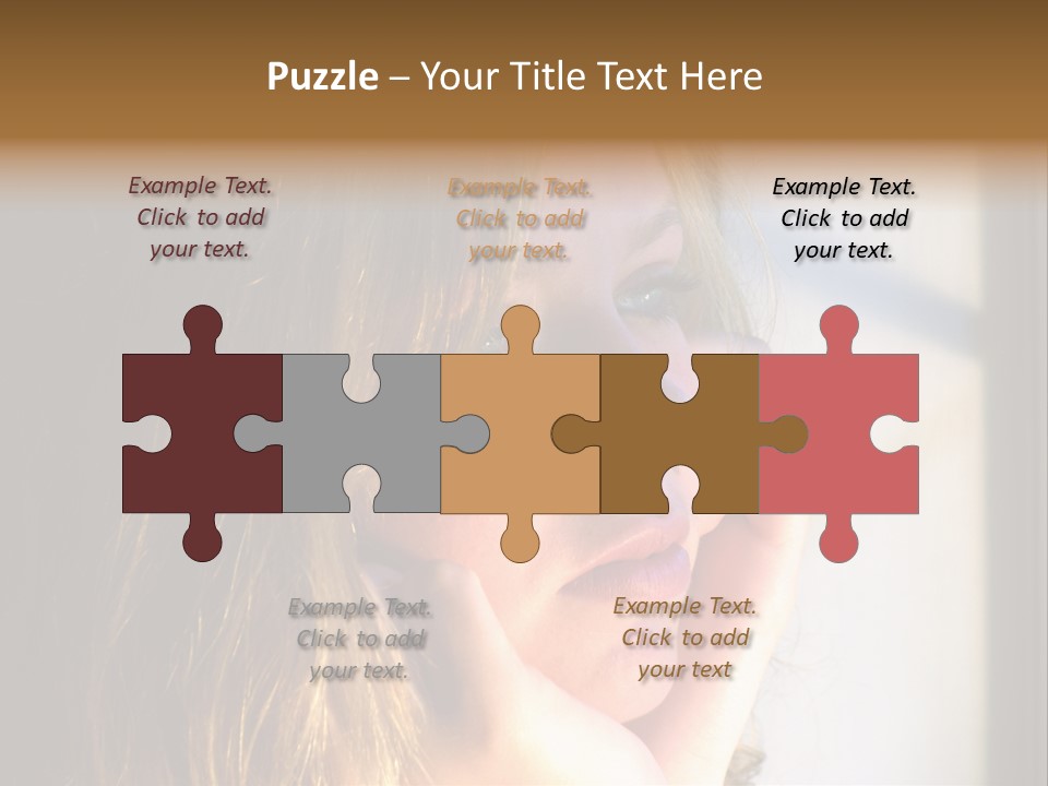 A Woman Looking Out A Window With Her Hand On Her Face PowerPoint Template