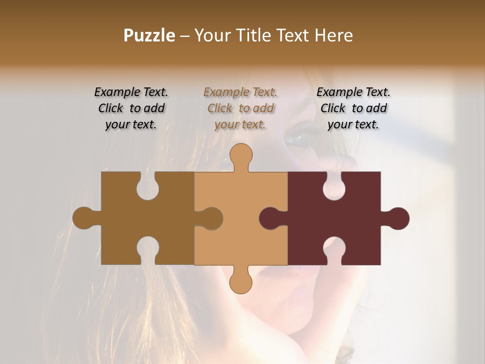 A Woman Looking Out A Window With Her Hand On Her Face PowerPoint Template