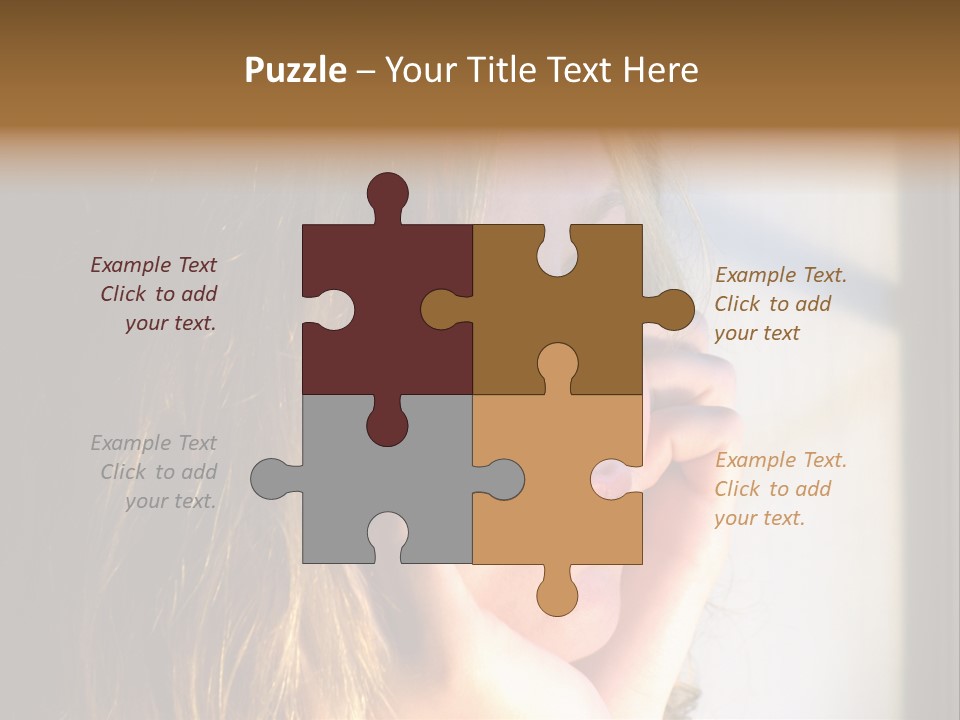 A Woman Looking Out A Window With Her Hand On Her Face PowerPoint Template