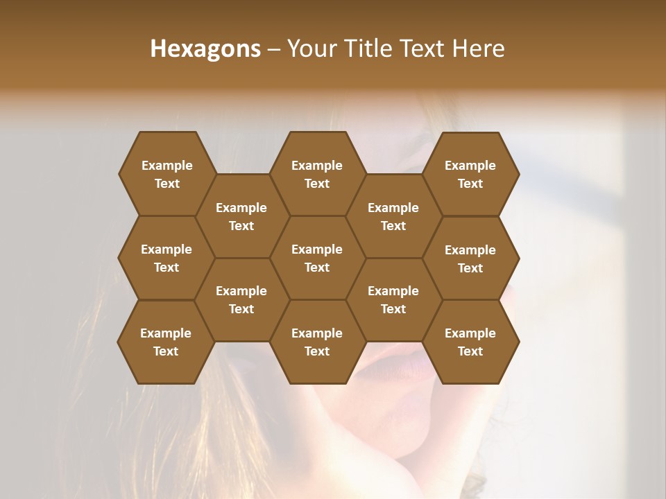 A Woman Looking Out A Window With Her Hand On Her Face PowerPoint Template