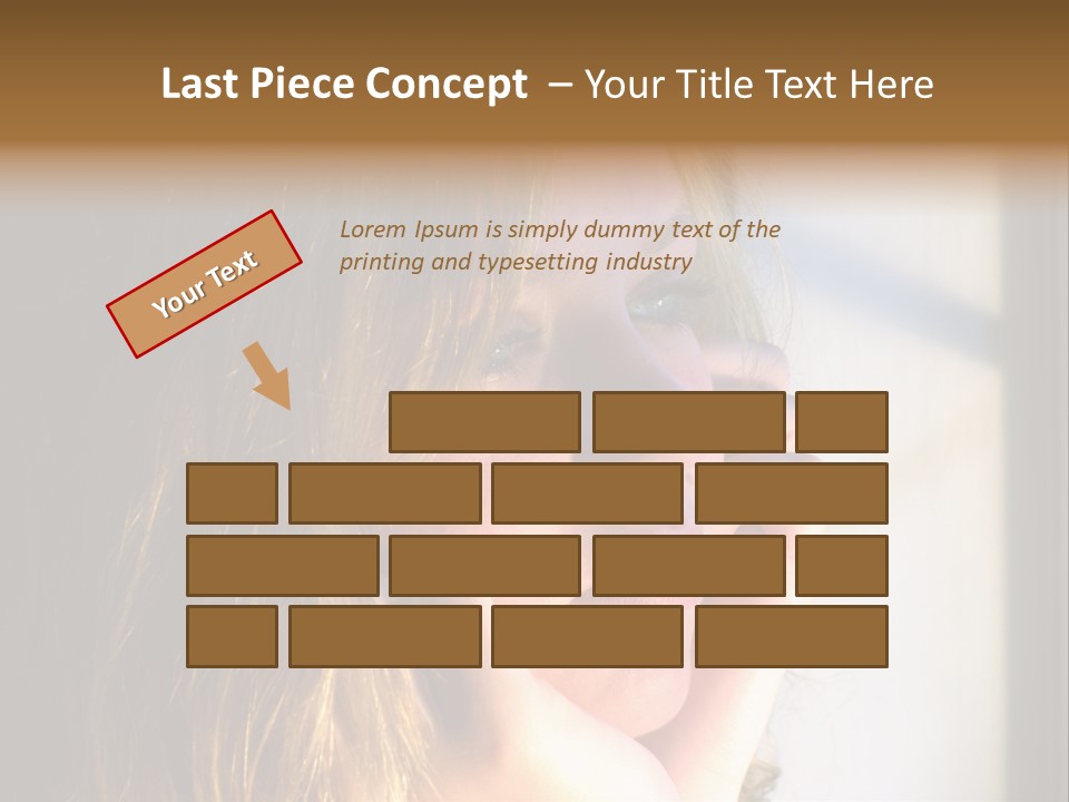 A Woman Looking Out A Window With Her Hand On Her Face PowerPoint Template