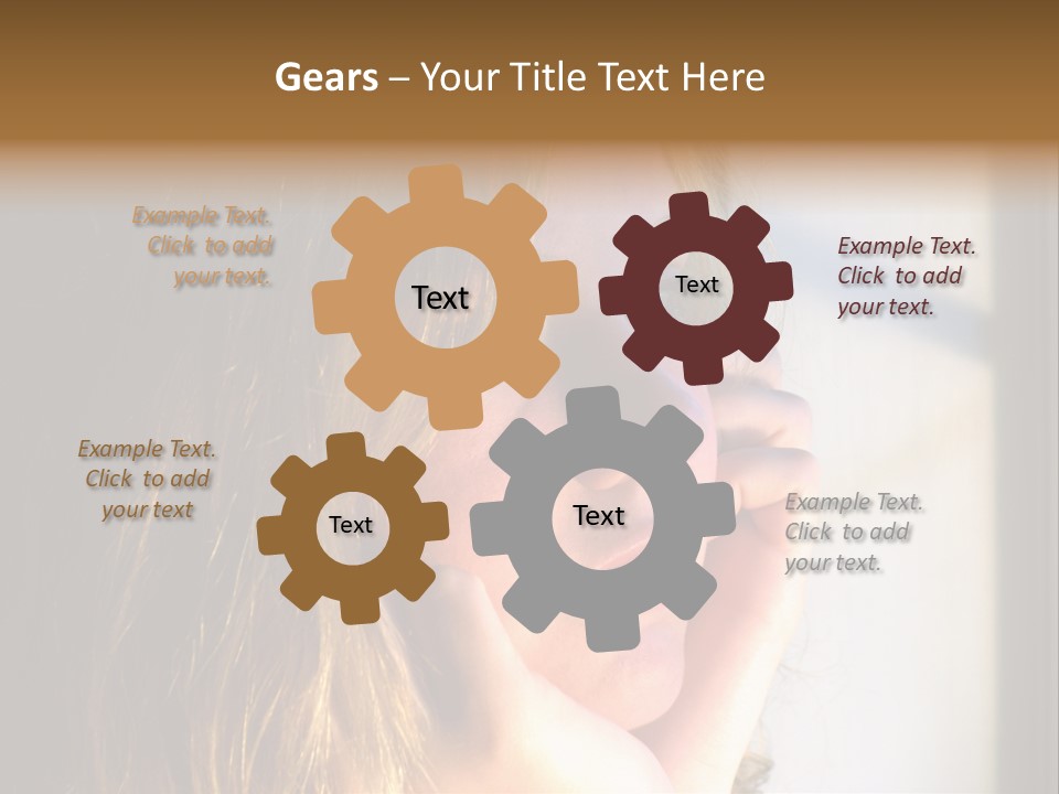 A Woman Looking Out A Window With Her Hand On Her Face PowerPoint Template