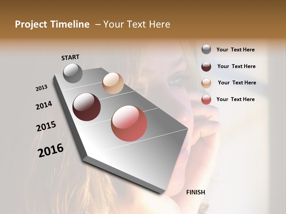 A Woman Looking Out A Window With Her Hand On Her Face PowerPoint Template