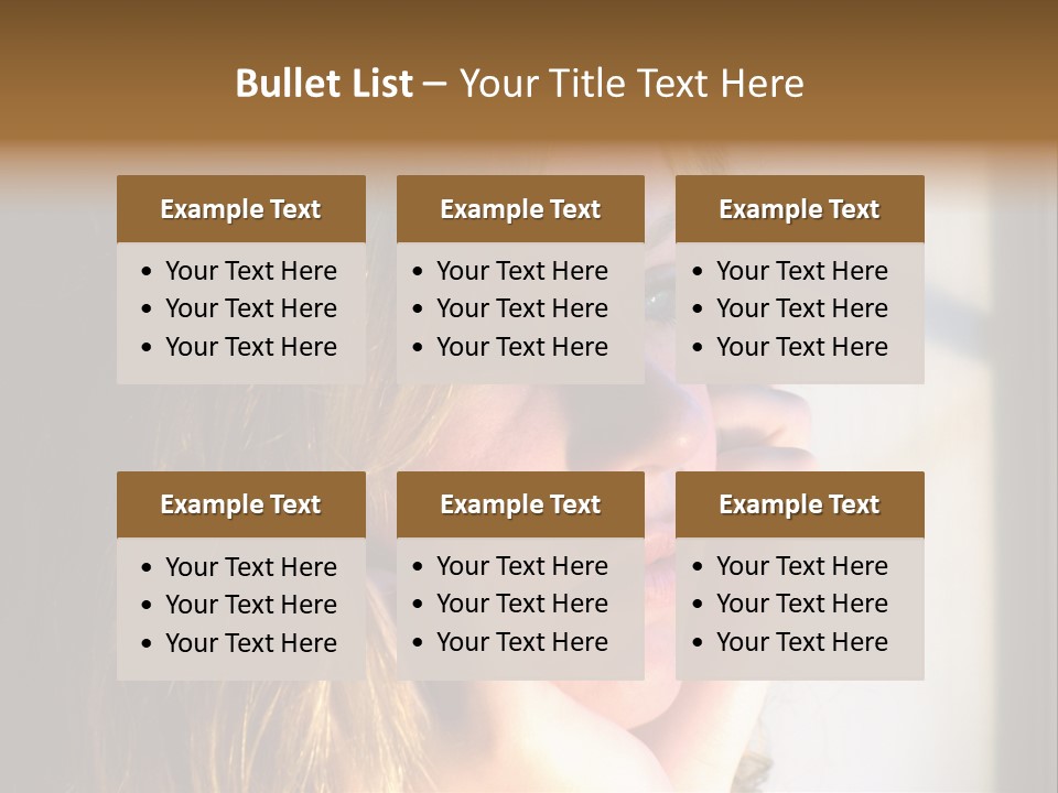 A Woman Looking Out A Window With Her Hand On Her Face PowerPoint Template