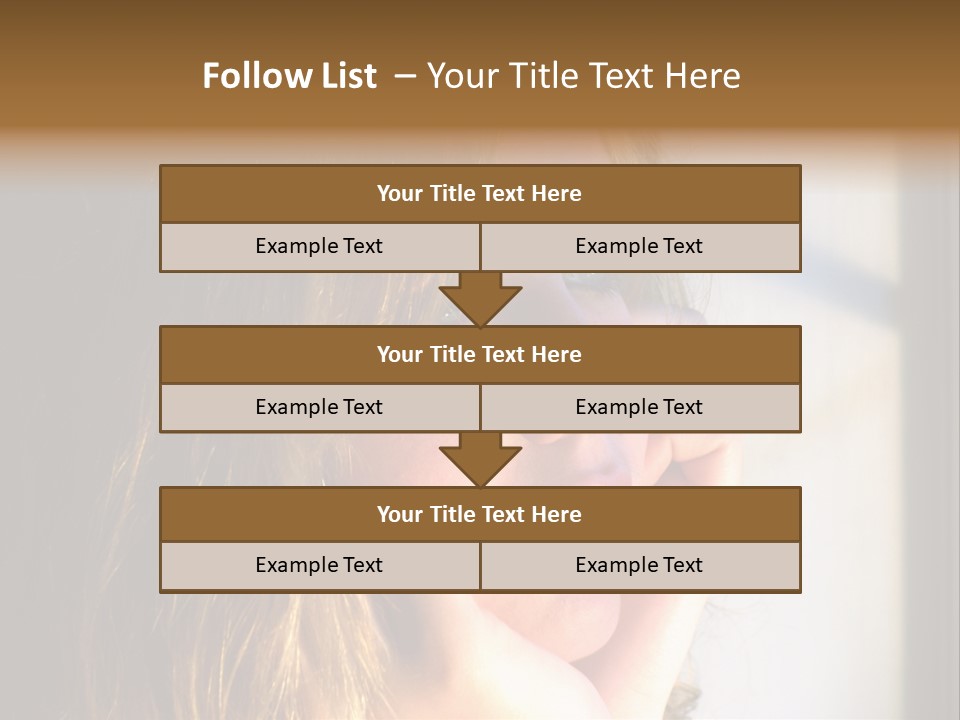 A Woman Looking Out A Window With Her Hand On Her Face PowerPoint Template