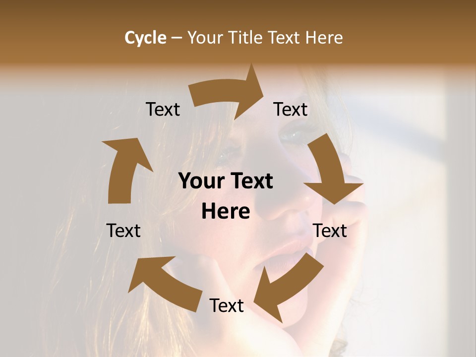 A Woman Looking Out A Window With Her Hand On Her Face PowerPoint Template