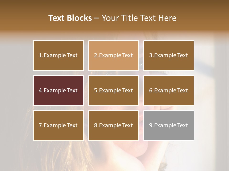 A Woman Looking Out A Window With Her Hand On Her Face PowerPoint Template