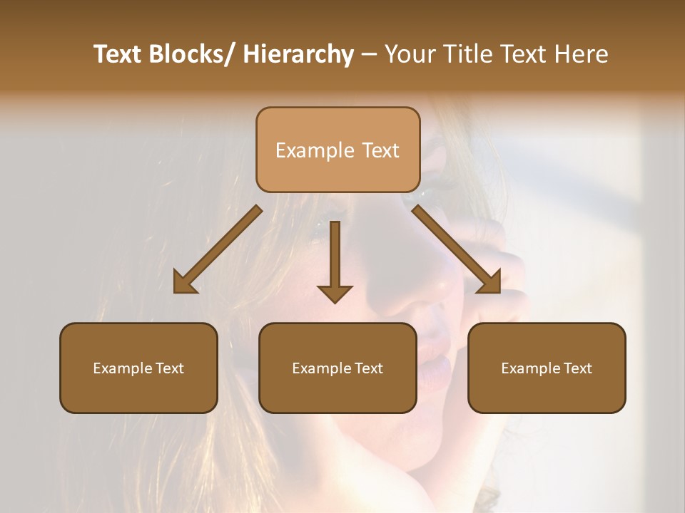 A Woman Looking Out A Window With Her Hand On Her Face PowerPoint Template