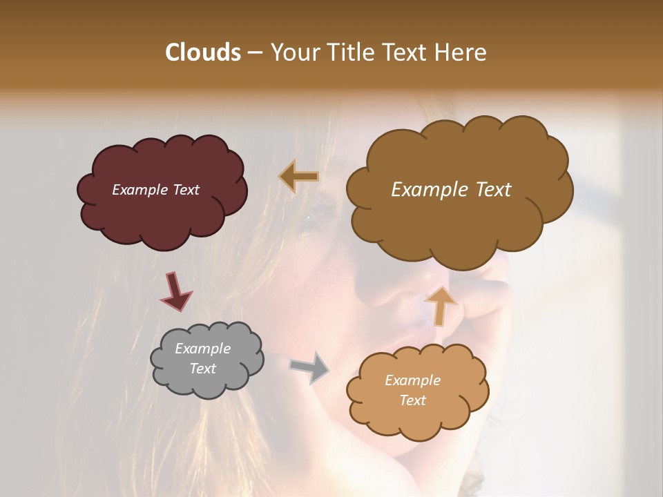 A Woman Looking Out A Window With Her Hand On Her Face PowerPoint Template