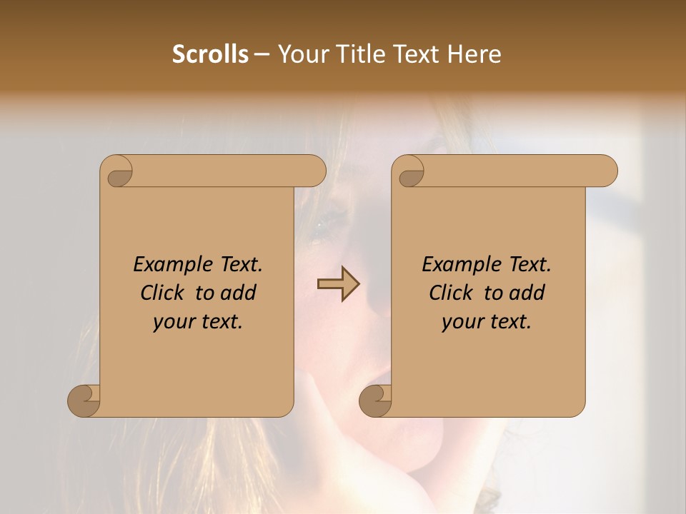 A Woman Looking Out A Window With Her Hand On Her Face PowerPoint Template