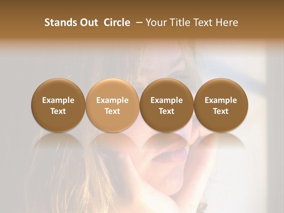 A Woman Looking Out A Window With Her Hand On Her Face PowerPoint Template