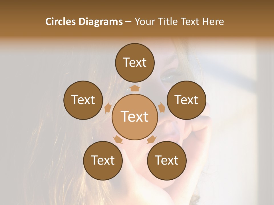 A Woman Looking Out A Window With Her Hand On Her Face PowerPoint Template