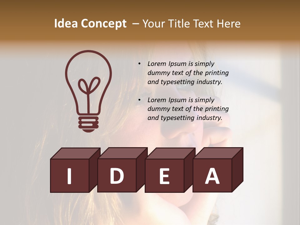 A Woman Looking Out A Window With Her Hand On Her Face PowerPoint Template