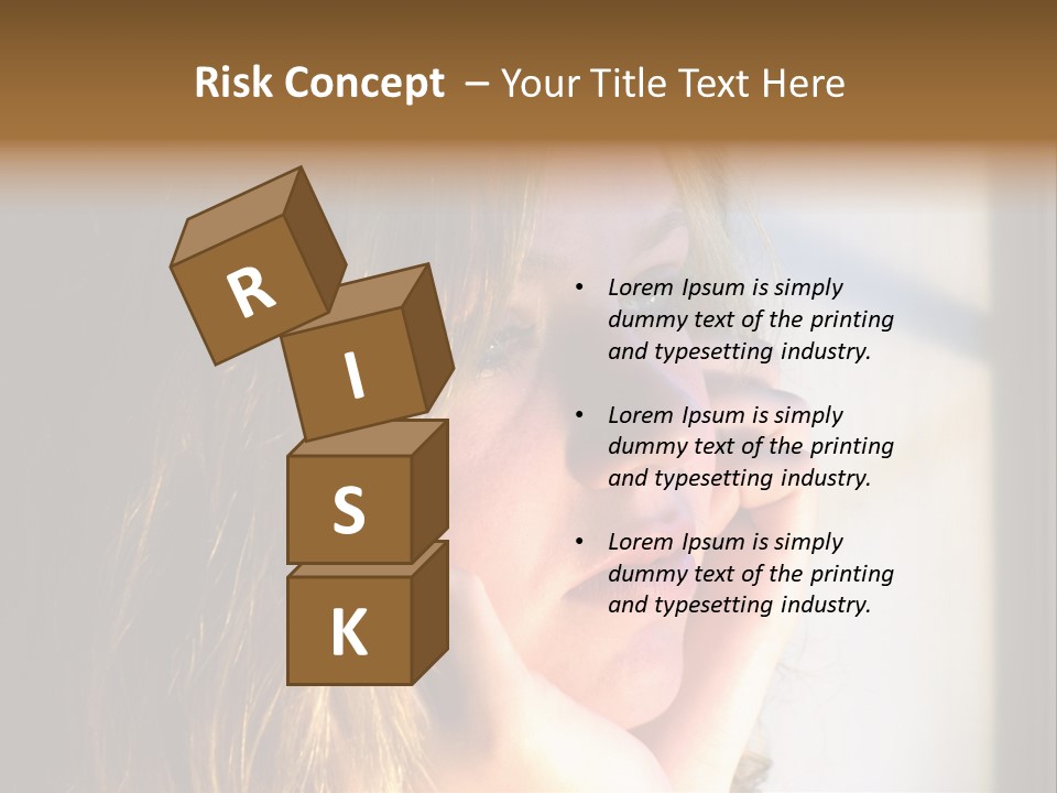 A Woman Looking Out A Window With Her Hand On Her Face PowerPoint Template