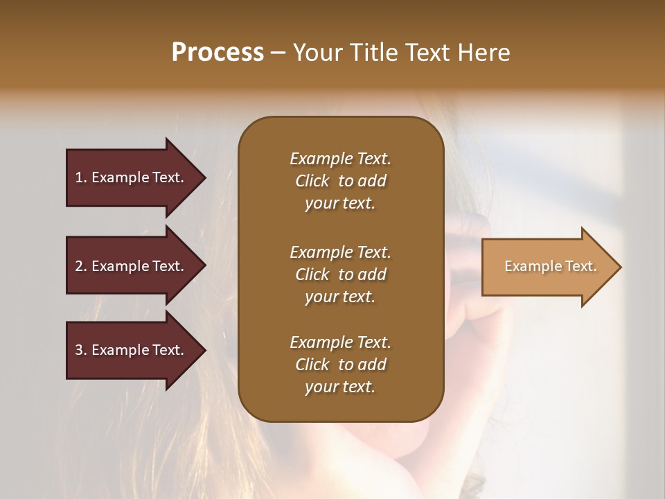 A Woman Looking Out A Window With Her Hand On Her Face PowerPoint Template