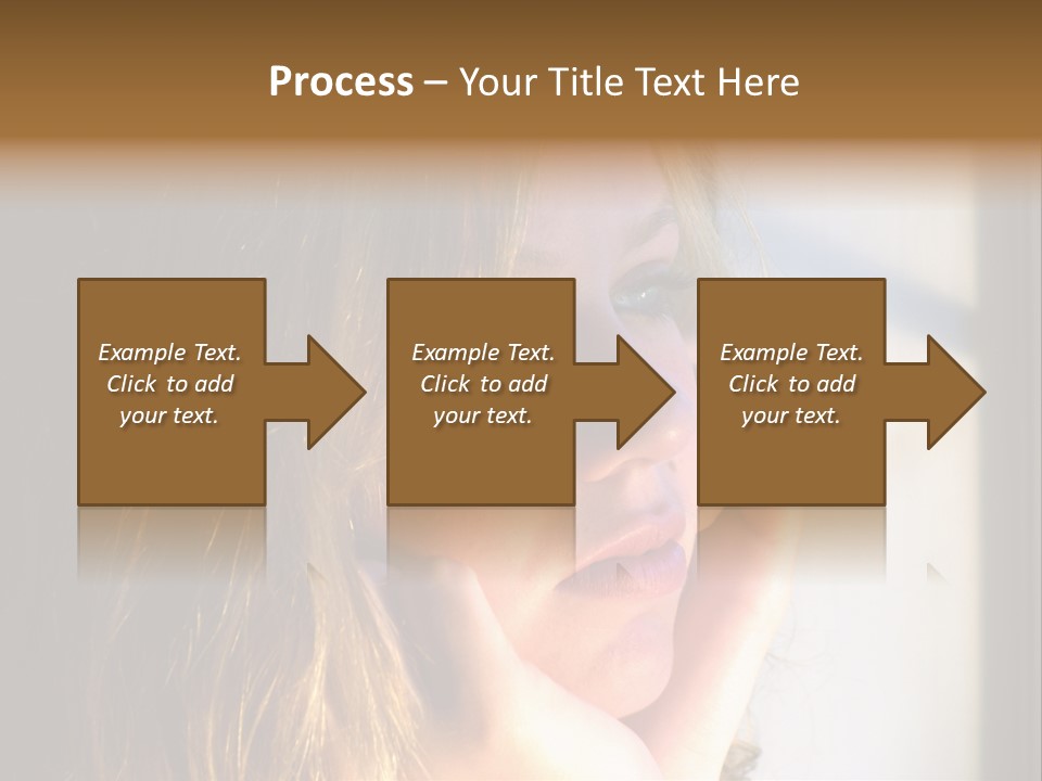 A Woman Looking Out A Window With Her Hand On Her Face PowerPoint Template