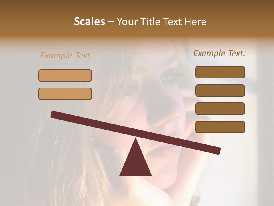 A Woman Looking Out A Window With Her Hand On Her Face PowerPoint Template