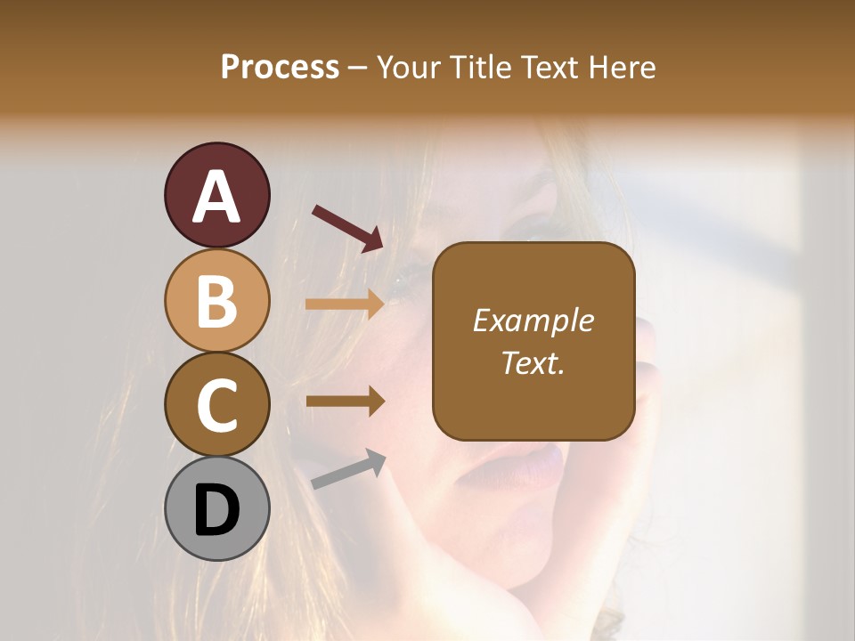 A Woman Looking Out A Window With Her Hand On Her Face PowerPoint Template