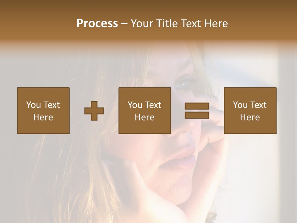 A Woman Looking Out A Window With Her Hand On Her Face PowerPoint Template