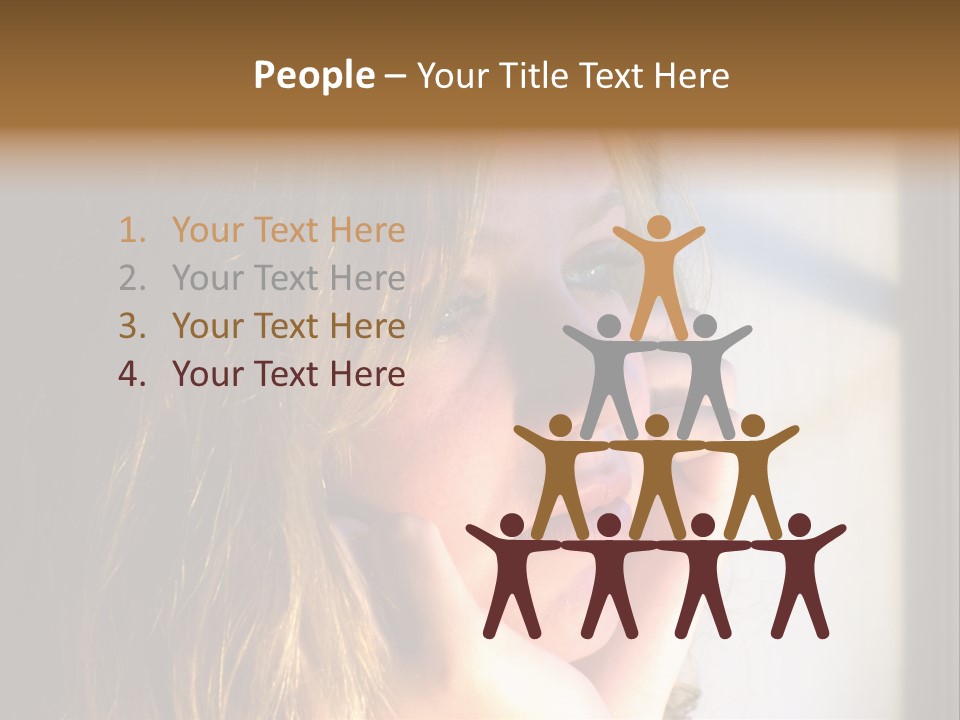 A Woman Looking Out A Window With Her Hand On Her Face PowerPoint Template