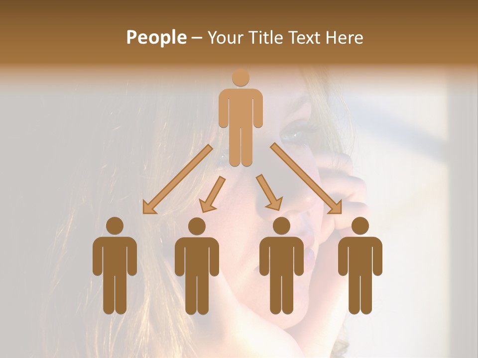 A Woman Looking Out A Window With Her Hand On Her Face PowerPoint Template