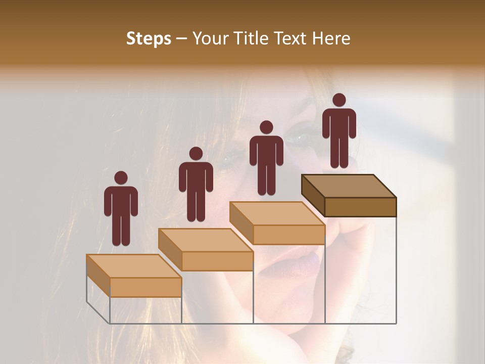 A Woman Looking Out A Window With Her Hand On Her Face PowerPoint Template