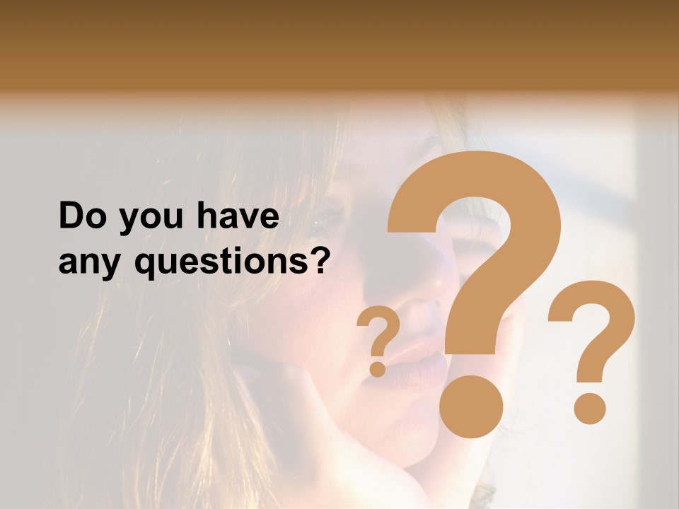 A Woman Looking Out A Window With Her Hand On Her Face PowerPoint Template