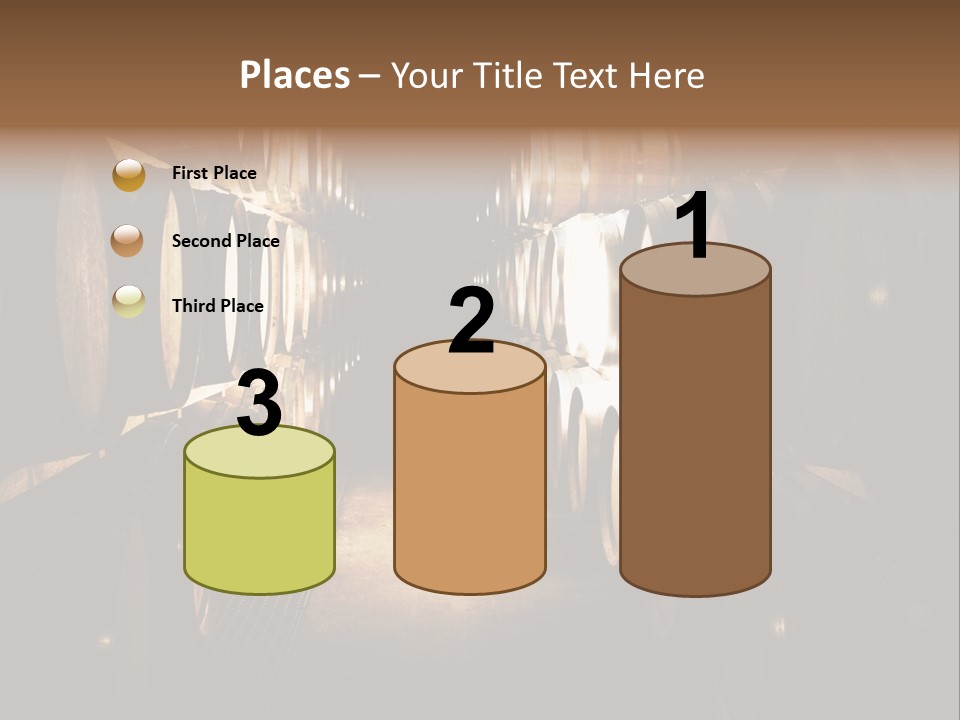 French Oak Barrels With Wine Being Stored In Pleisir De Merle Wine Cellar In Franschhoek, Western Cape, South Africa PowerPoint Template