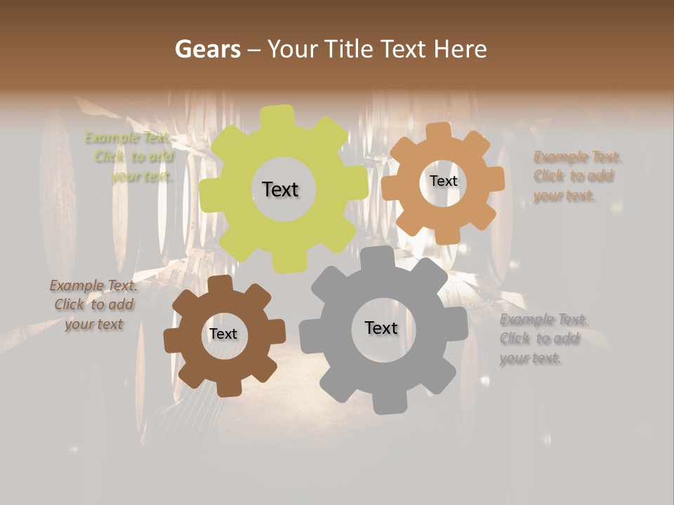 French Oak Barrels With Wine Being Stored In Pleisir De Merle Wine Cellar In Franschhoek, Western Cape, South Africa PowerPoint Template