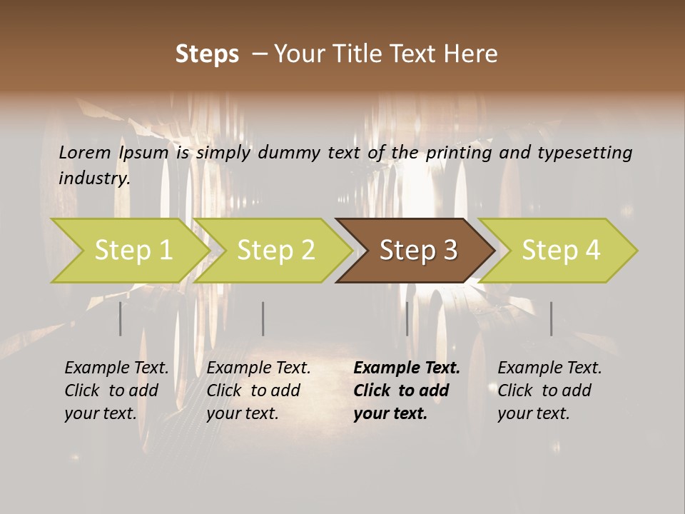 French Oak Barrels With Wine Being Stored In Pleisir De Merle Wine Cellar In Franschhoek, Western Cape, South Africa PowerPoint Template