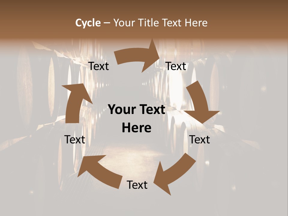 French Oak Barrels With Wine Being Stored In Pleisir De Merle Wine Cellar In Franschhoek, Western Cape, South Africa PowerPoint Template