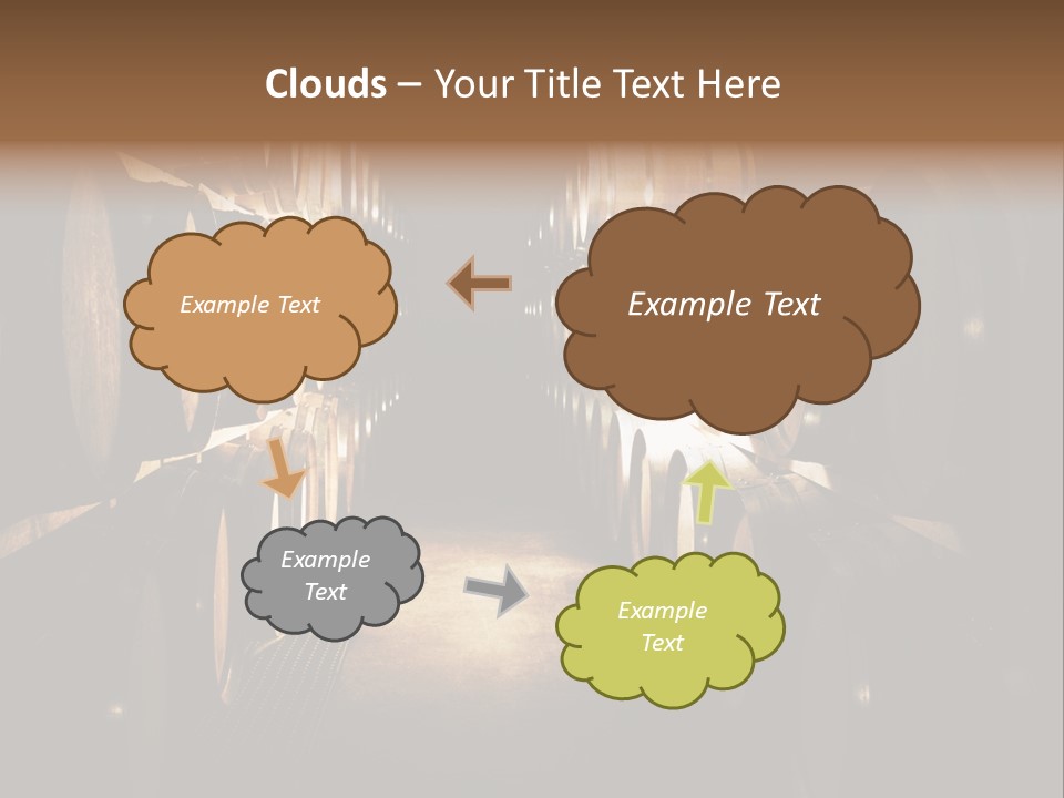 French Oak Barrels With Wine Being Stored In Pleisir De Merle Wine Cellar In Franschhoek, Western Cape, South Africa PowerPoint Template