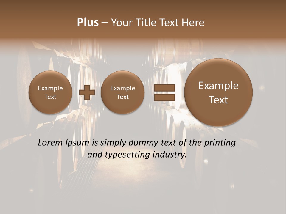 French Oak Barrels With Wine Being Stored In Pleisir De Merle Wine Cellar In Franschhoek, Western Cape, South Africa PowerPoint Template
