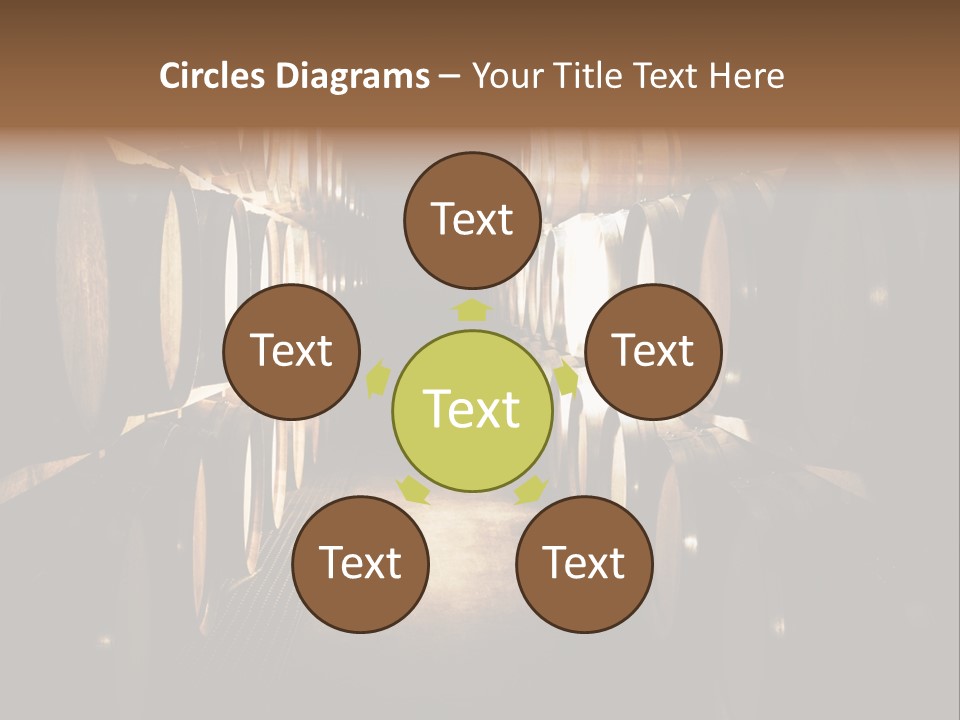 French Oak Barrels With Wine Being Stored In Pleisir De Merle Wine Cellar In Franschhoek, Western Cape, South Africa PowerPoint Template