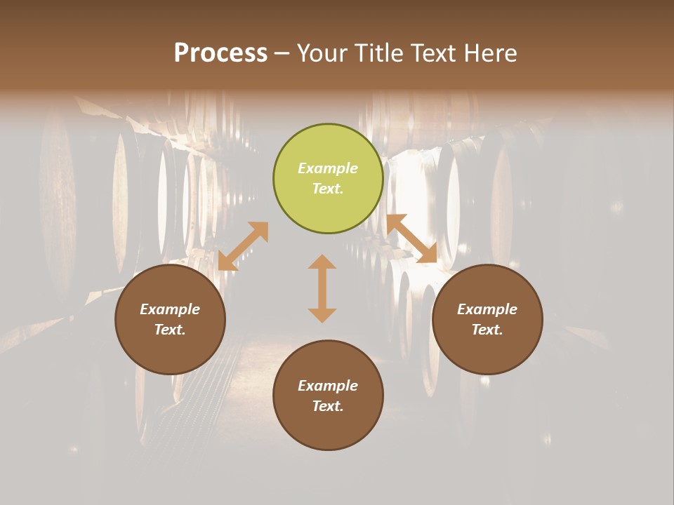 French Oak Barrels With Wine Being Stored In Pleisir De Merle Wine Cellar In Franschhoek, Western Cape, South Africa PowerPoint Template