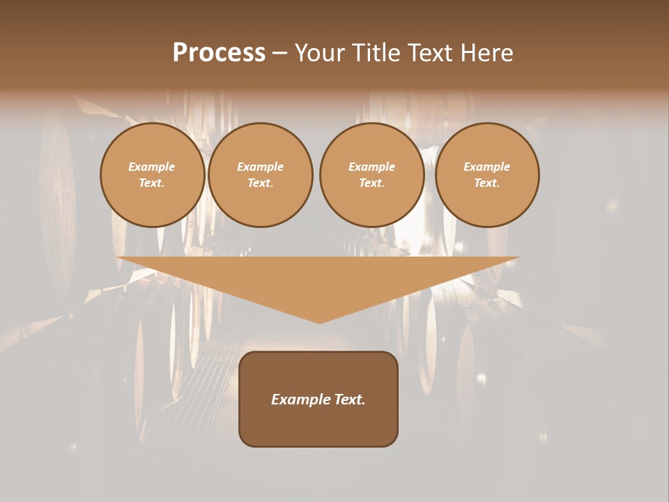 French Oak Barrels With Wine Being Stored In Pleisir De Merle Wine Cellar In Franschhoek, Western Cape, South Africa PowerPoint Template