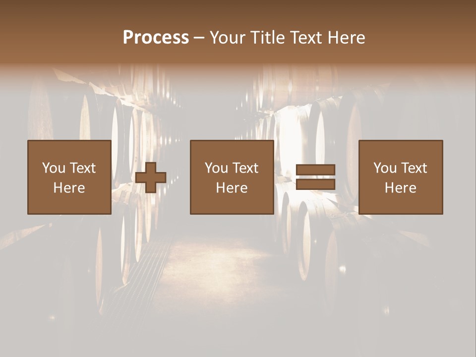 French Oak Barrels With Wine Being Stored In Pleisir De Merle Wine Cellar In Franschhoek, Western Cape, South Africa PowerPoint Template