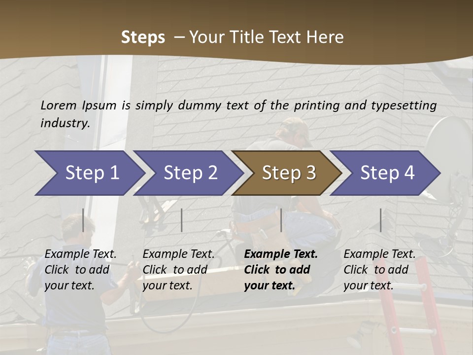 Two Men, Roofers, Lay Down A New Roof On A Home In The Neighborhood. (14Mp Camera) PowerPoint Template