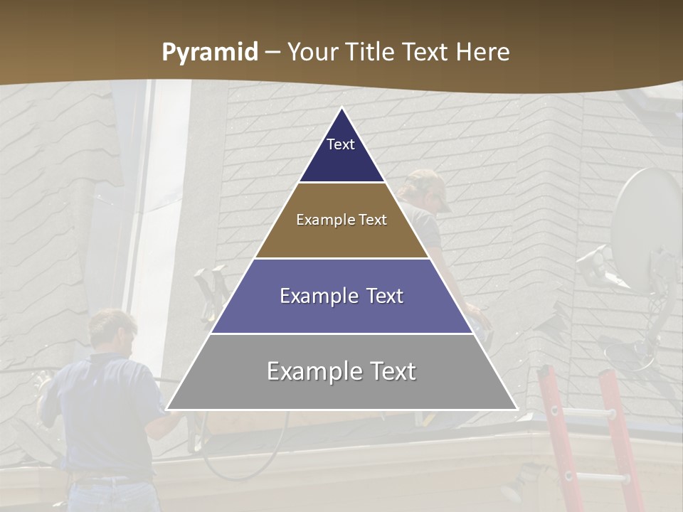 Two Men, Roofers, Lay Down A New Roof On A Home In The Neighborhood. (14Mp Camera) PowerPoint Template