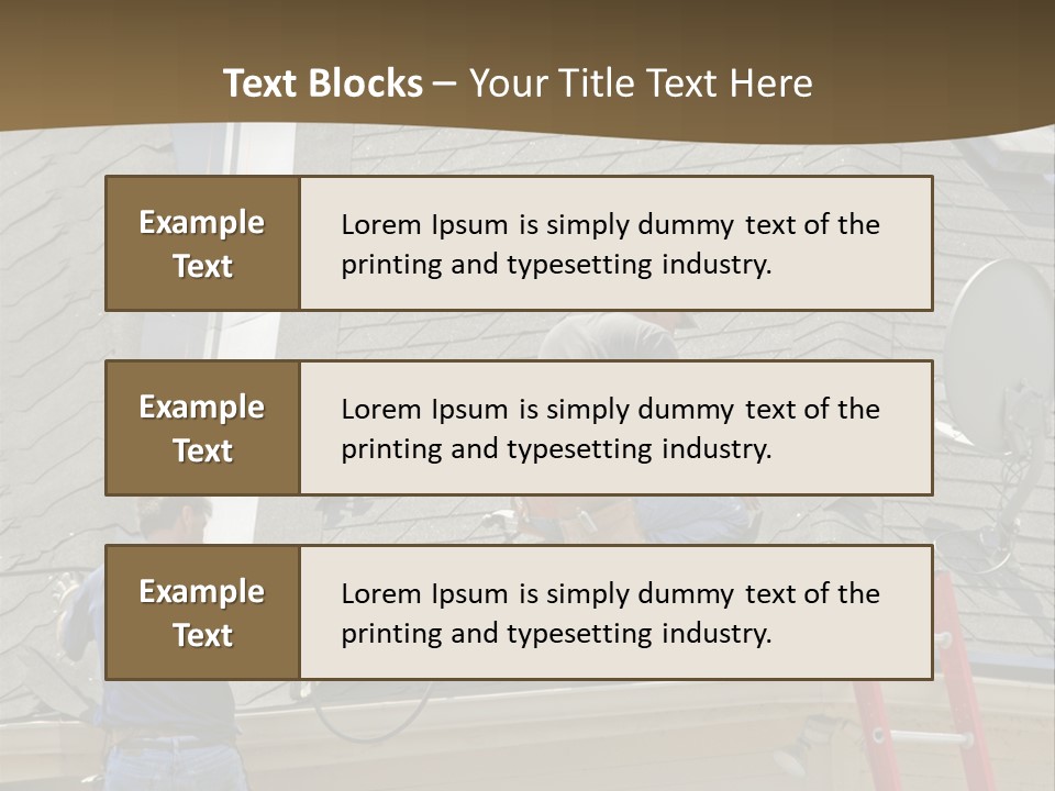 Two Men, Roofers, Lay Down A New Roof On A Home In The Neighborhood. (14Mp Camera) PowerPoint Template
