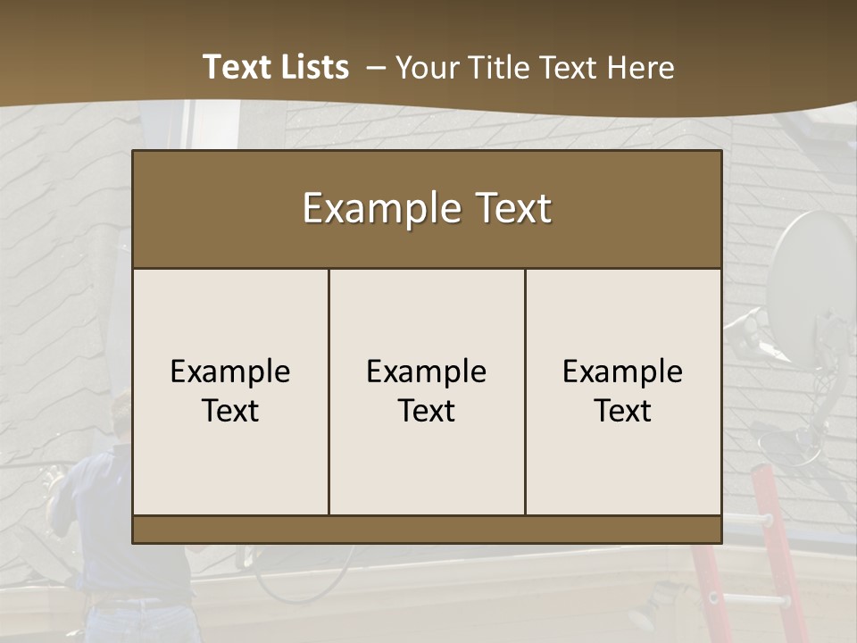 Two Men, Roofers, Lay Down A New Roof On A Home In The Neighborhood. (14Mp Camera) PowerPoint Template