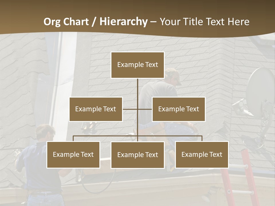 Two Men, Roofers, Lay Down A New Roof On A Home In The Neighborhood. (14Mp Camera) PowerPoint Template